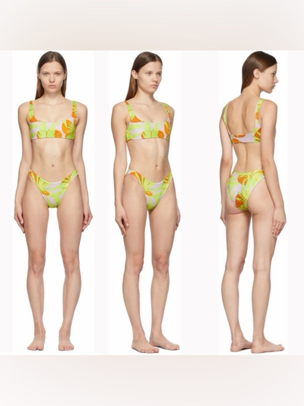 Louisa Ballou orange green pink new bikini swimsuit size XS NWT